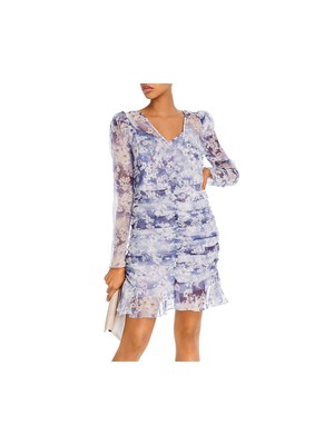 

AQUA Женское серое короткое коктейльное платье-футляр с длинными рукавами и V-образным вырезом на молнии, Серый