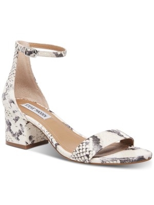 

STEVE MADDEN Женские Бежевые Босоножки Irenee со Змеиной Кожей Круглый Носок На Блочном Каблуке, Бежевый, IRENEE