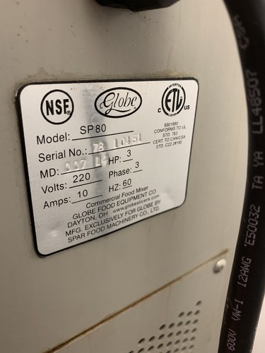 Globe SP80 Commercial SP 80 Quart Mixer With Attachments