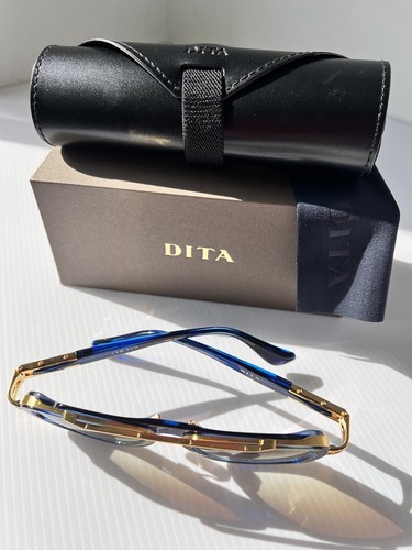 Pre-owned Dita Lxn-evo Dts403-a-03 Blue Swirl Yellow Gold Brown Gradient Lens Sunglasses