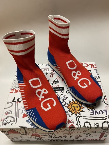 Pre-owned Dolce & Gabbana Men's Sorrento Sock Sneakers Red Blue Size 10.5 Us / 43.5 Eu