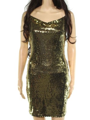 

B DARLIN Женское золотое платье на тонких бретелях с коротким боди Con Party Dress Juniors, Золотой