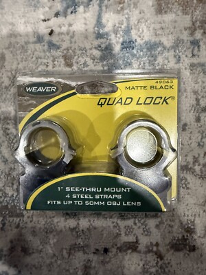 New Weaver Quad Lock Matte Black 1.0'' See-Thru Mount 4 Steel Straps No. 49063