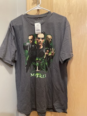 The Matrix Movie Graphic T-Shirt Neo Morpheus Trinity Mens Gray Large