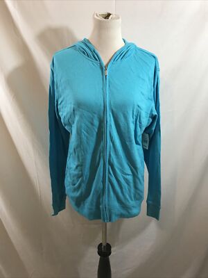Northcrest aqua zip hoodie - womens XL, NWT - armpit to armpit = 23.5''