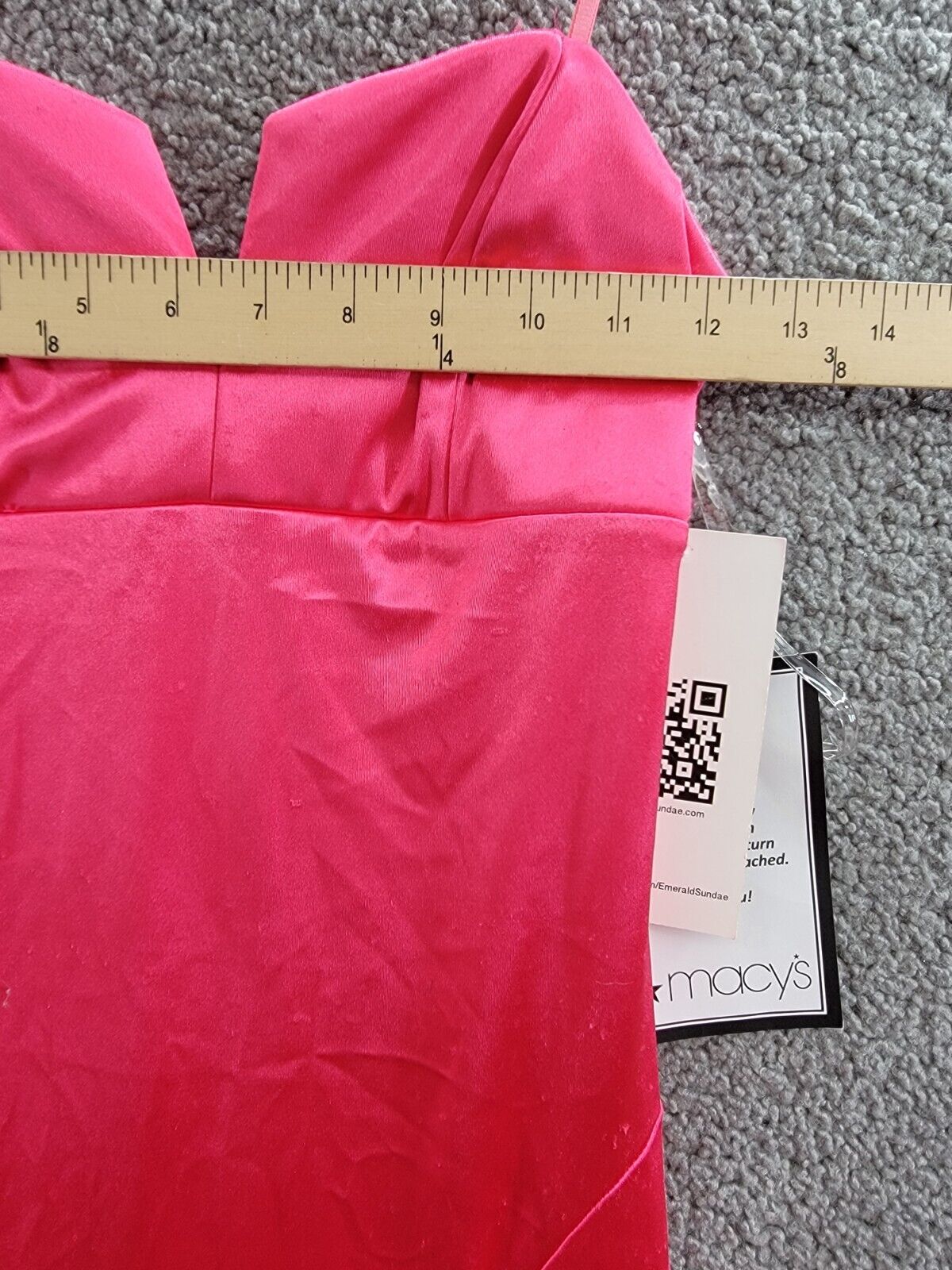 Emerald Sundae Notch-Neck Satin Leg-Slit Gown Juniors' S Neon Pink Back Zipped - Picture 5 of 16