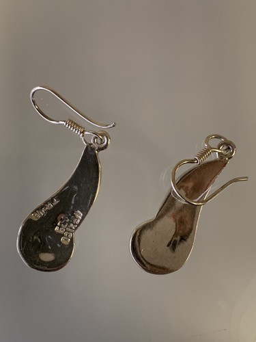 Sterling Silver Mexico Turquoise And Resin Drop Necklace And Earring Set