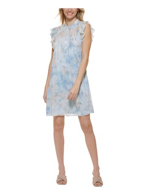 

Женское голубое платье с планкой и завязками на пуговицах CALVIN KLEIN Petites, Light blue