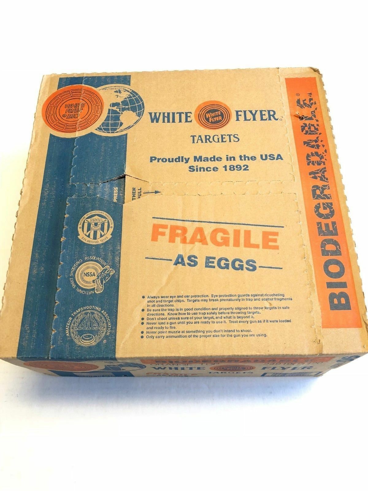 90 White Flyer Bio Targets Orange Top Skeet Trap Shooting Targets Case Lot USA