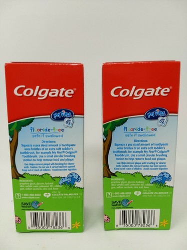 Lot of 2 Colgate Toothpaste My First Flouride-Free Mild Fruit 1.75 oz