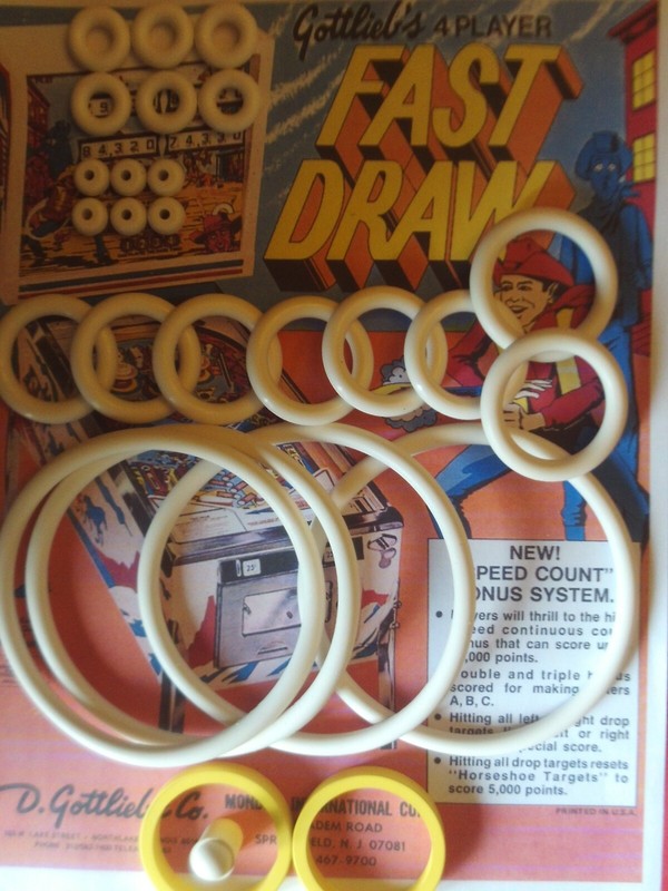 Flipper Gottlieb  -Quick Draw /Fast Draw -Kit Elastiques-Doigt De Batteur Jaune