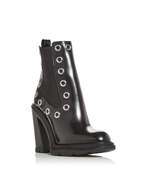 ALEXANDER MCQUEEN/ женские черные туфли Челси на блочном каблуке с откидным носком сзади, 38,5