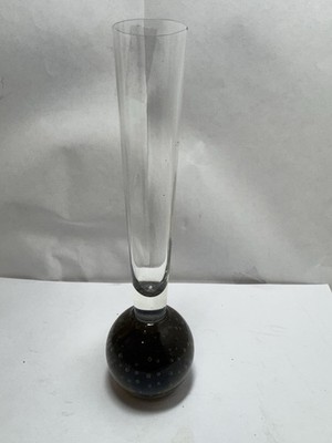 Vintage 60s 70s Lilac Brown Glass Control Bubble Tulip Stem Bud Vase 6.5