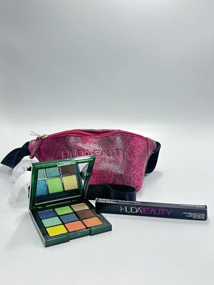 Huda Beauty PYTHON Get Wild Kit Eyeshadow Palette Eyeliner Bag Bundle  85 Value