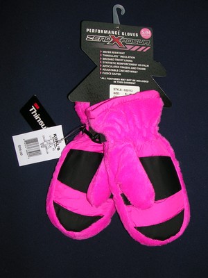 zeroxposur youth performance girls pink & black mittens size s
