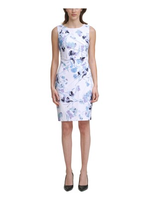 

Женское белое платье без рукавов со складками спереди CALVIN KLEIN, Белый