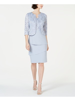 

ALEX EVENINGS Женский голубой вечерний жакет с рукавом 3/4 Petites Размер, Light blue, 82122195