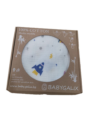 Baby Muslin Swaddle blanket Soft 100% cotton, large diaper, Cosmos  100/120 cm