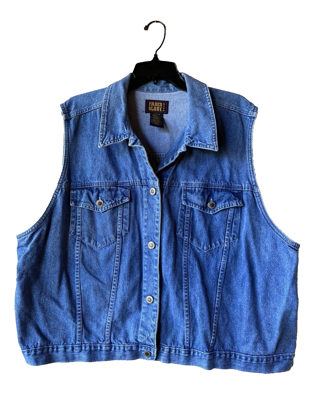 Faded Glory women Vintage Denim Jean Vest size 26W Blue 100