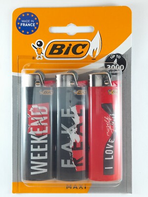 Lot 3 briquets BIC Maxi J26 Série WORDS Neuf sous blister