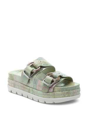 

Женские кожаные шлепанцы J/SLIDES с зеленой стелькой на танкетке Baha Toe 7,5 м, Зеленый, BAHA