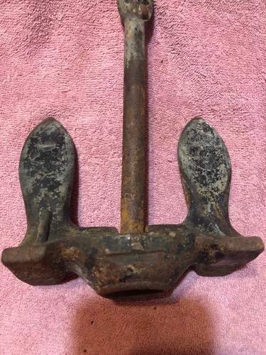 SMALL VINTAGE SHIPS  BOAT ANCHOR NAUTICAL US NAVY TOP COMPANY #9 Cast Iron