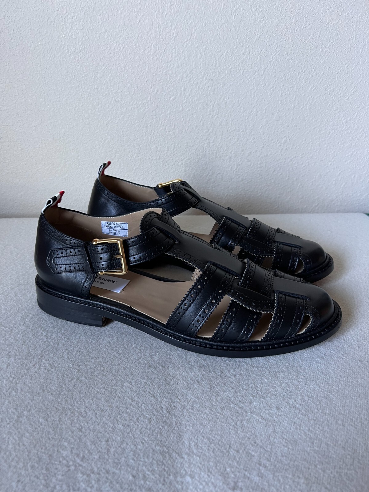 Thom Browne Brogued Fisherman Sandals with Leather Sole