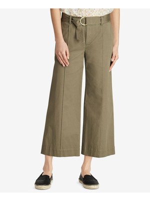 

RALPH LAUREN Женские зеленые широкие брюки с поясом, Зеленый, 200692799001