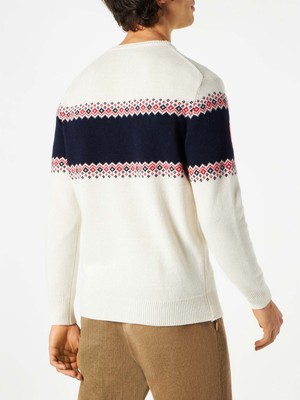 Pre-owned Mc2 Saint Barth Man Sweater With Courma Lettering In White