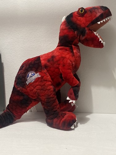Jurassic World Dinosaur T Rex Red Black Plush 18" Embroidere