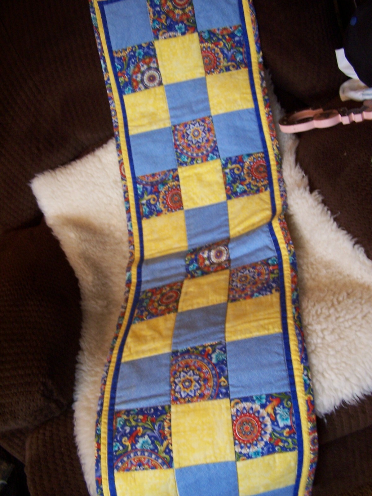 SPRING TIME Hand Made Quilted Table Runner/ Topper_13 1/2