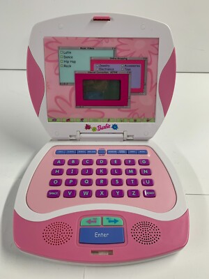 Vintage Barbie Electronic Learning Laptop Toy Computer Mattel Kid Designs 2003