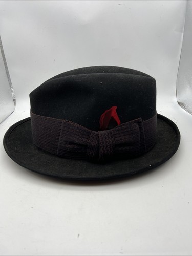 Vintage Knox Superfine New York Black Homburg Fedora Hat