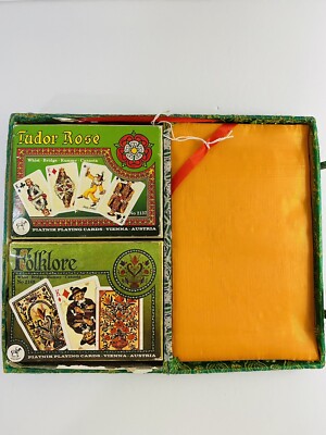 Piatnik Playing Cards Tudor Rose & Folklore Box Set Whist Bridge Rummy Canasta