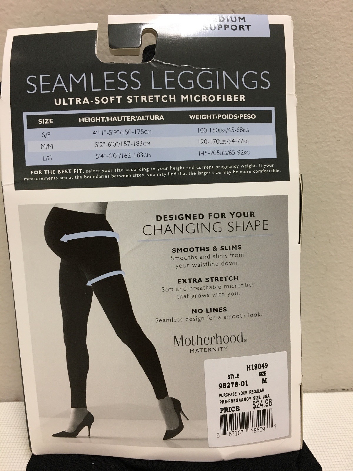 MOTHERHOOD MATERNITY, Seamless Leggings, Black, Medium, Full Length, NWT