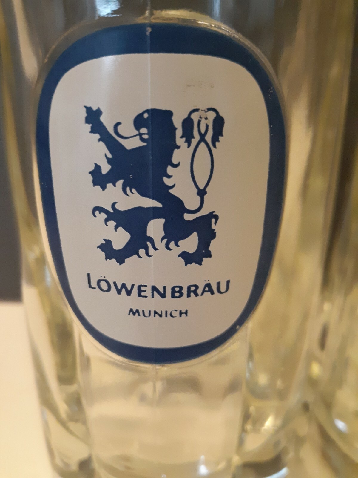 Lot 2 Vtg Lowenbrau Munich Heavy Glass Beer Stein Mug Tankard 6.5