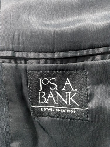 JOS A BANK Suit Jacket Men 40 100% Wool Black Pinstripe Blazer Sport Coat 40L
