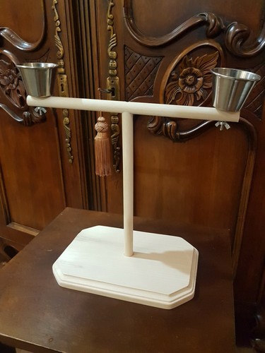 Parrot Perch Stand Conure, Cockatiel, Parakeet T- Stand Perch Food & Water Dish