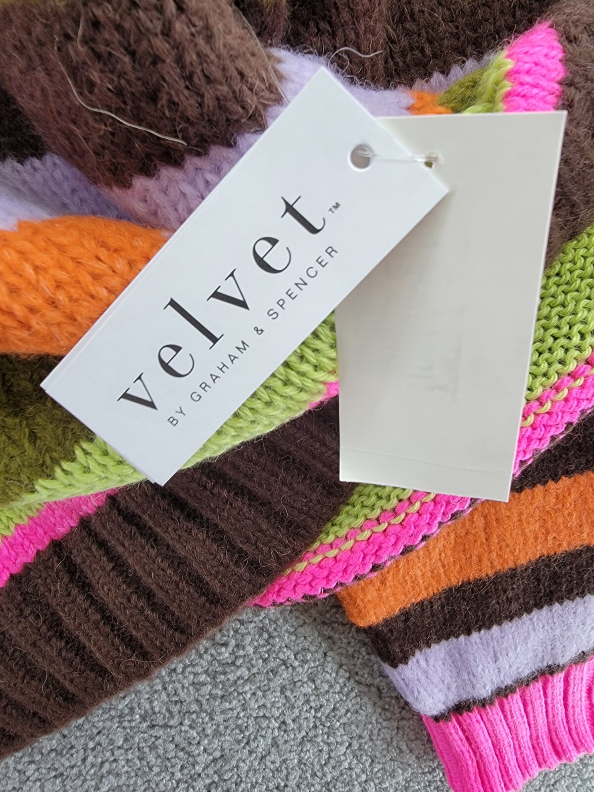 Velvet By Graham & Spencer Striped Knit Crewneck Sweater Women's XS Multi L/S - Picture 13 of 15
