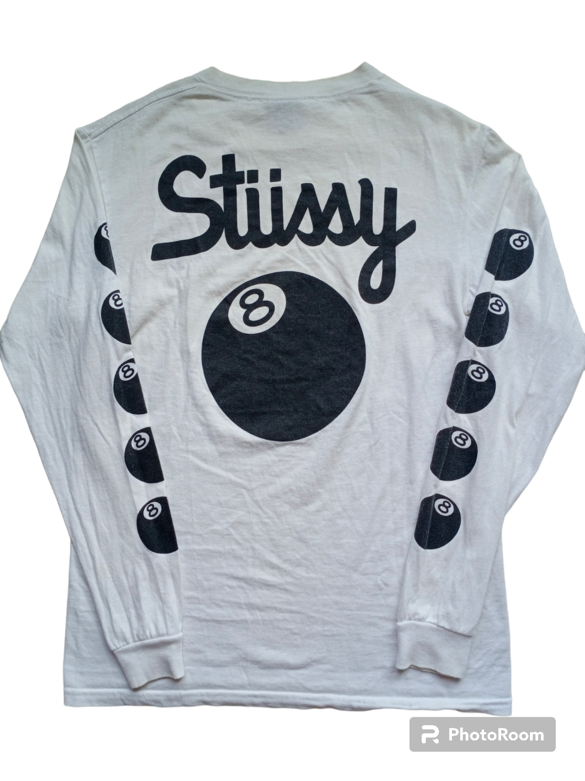 Vintage Stussy 8 Ball Eight Logo Longsleeve Tshirt White S Vintage Stussy 8 Ball Eight Logo Longsleeve Tshirt White S