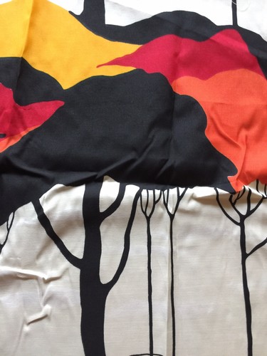 Vintage Mid Century 70’s Screen Print Tree Art Fabric Wall Panel Chetley 44 x 28