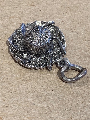 (2) Vintage Sun Derby Hat Bonnet Flowers Sterling Silver Charm 925 6.7 Grams
