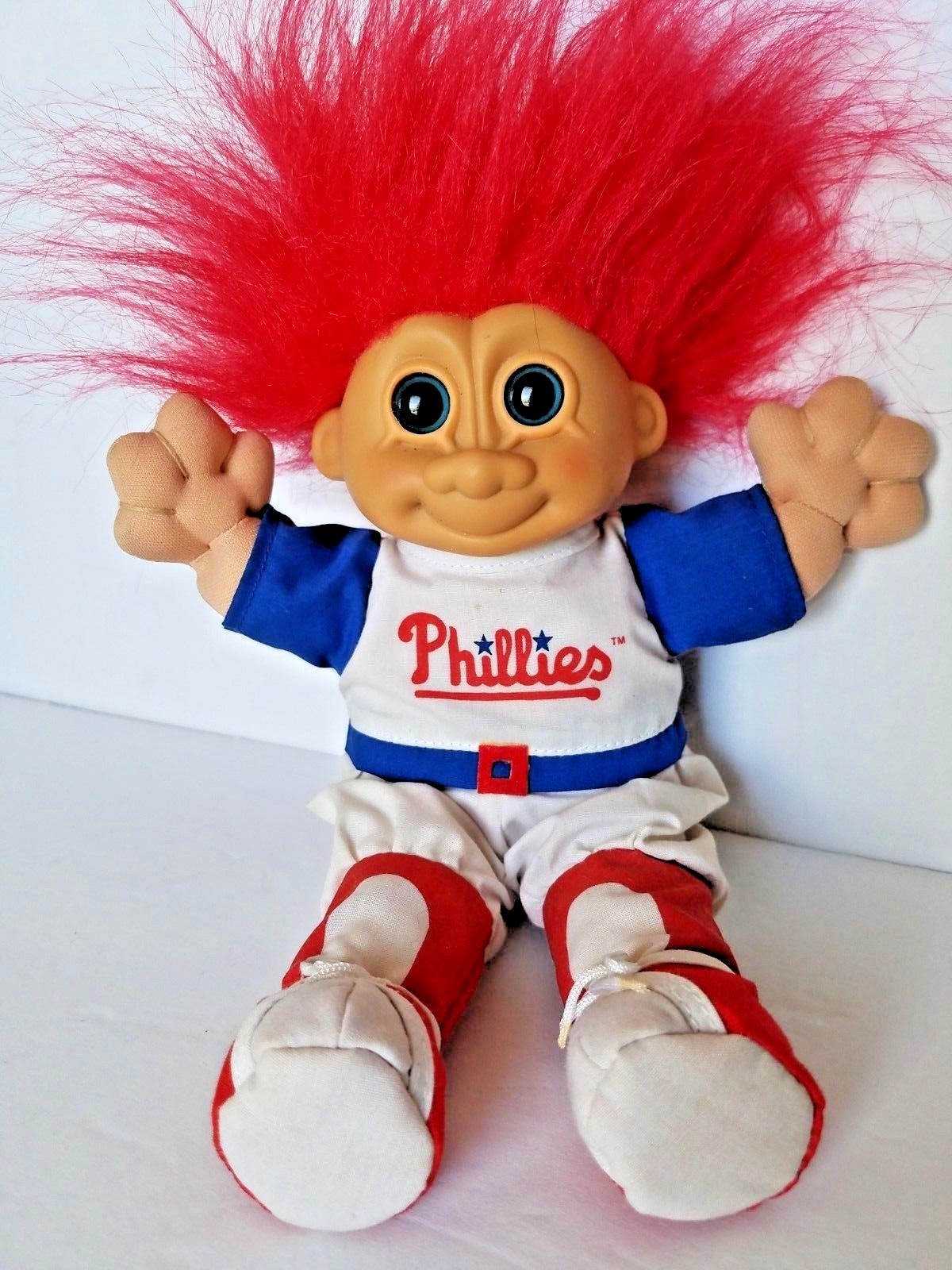 Phillies Troll Doll Good Luck Sports Red Hair Cloth Body RUSS Vintage 9 inches