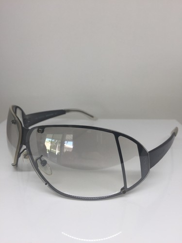 Pre-owned Gucci Authentic  1652 Sunglasses Gg 1652/s C. Tw3 Shiny Gunmetal Made Italy In Silver Flash Mirror Shield With Grey Gradient Lens