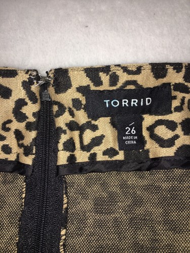 Torrid Leopard Print Skirt Slim Pencil Knee Length Plus Size 26
