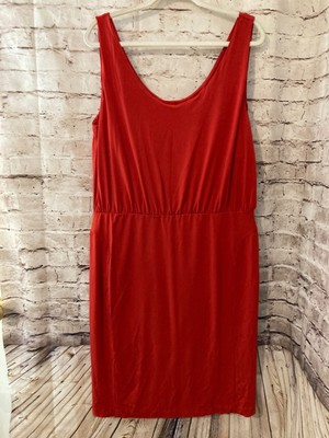 Shape FX Dress Womens 18 Red Sheath Scoop Neck Sleeveless Lined Ultra Stretch