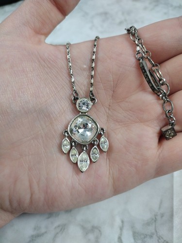 Vintage Givenchy Silver Plated Tone Rhinestone Dangle