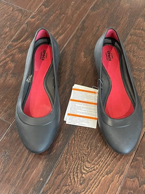 CROCS Women's Lina Iconic Flat Size 9 Pointed Black Rubber Slip On  Shoe NEW