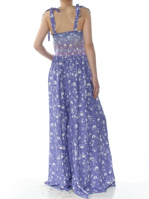 FREE PEOPLE $148 Womens New 1052 Purple Floral Wide Leg Jumpsuit XS B+B