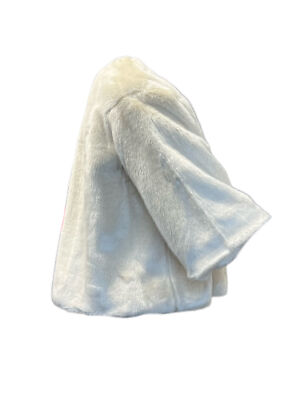 Pre-owned Marina Rinaldi Women's White Ninfea Faux Fur Coat